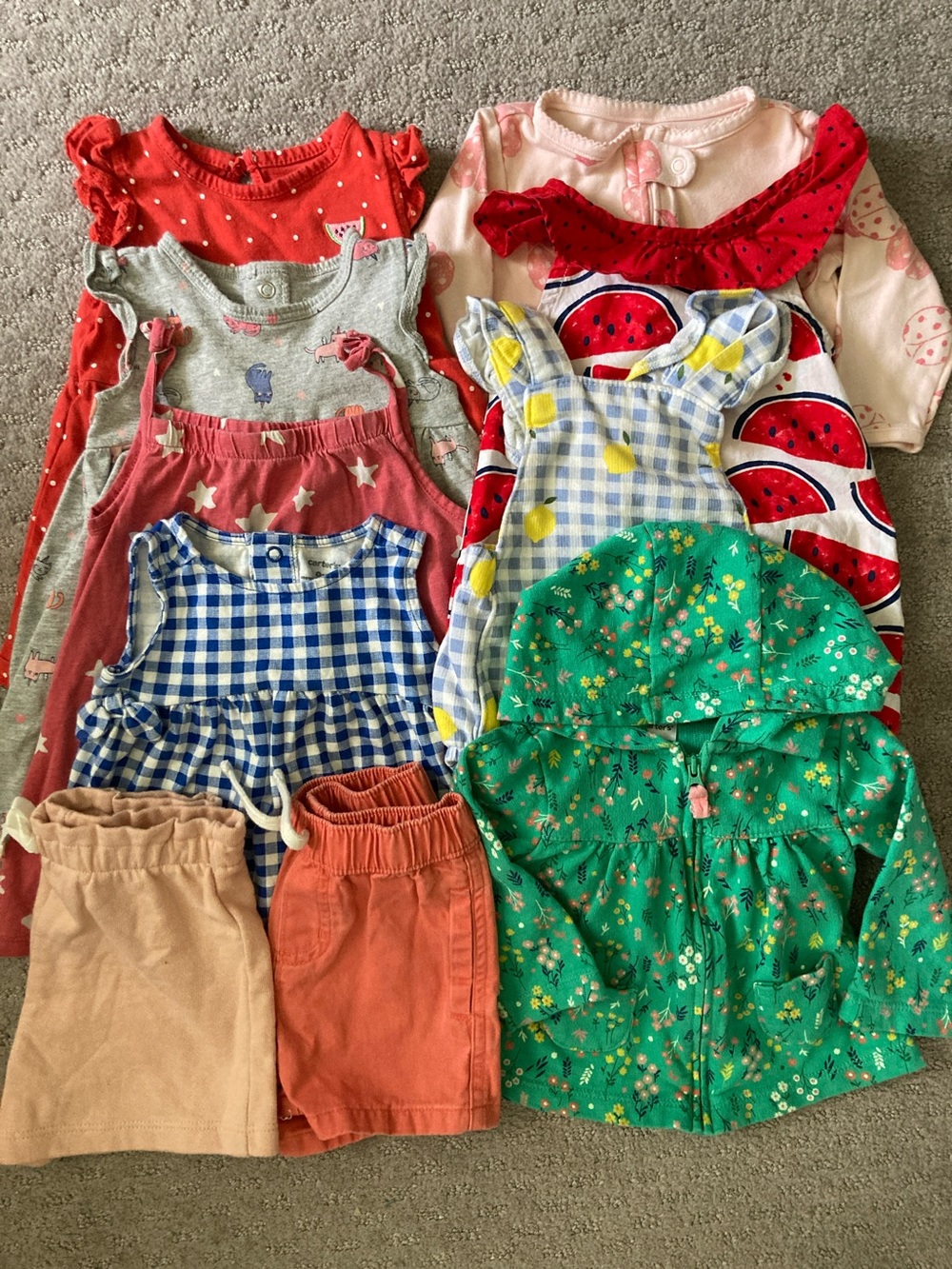10-pc Bundle assorted baby girl clothes, ~9M.